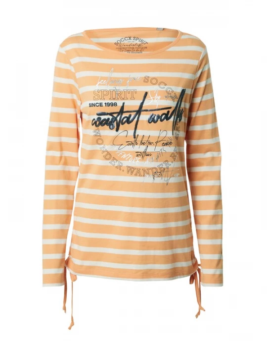 Foto van product Soccx Shirt 'Wanderlust' abrikoos / zwart / zilver / wit