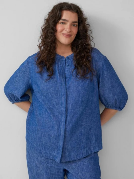 Foto van product Soepel vallende blouse van linnenmix met gerimpelde details s.Oliver blauw