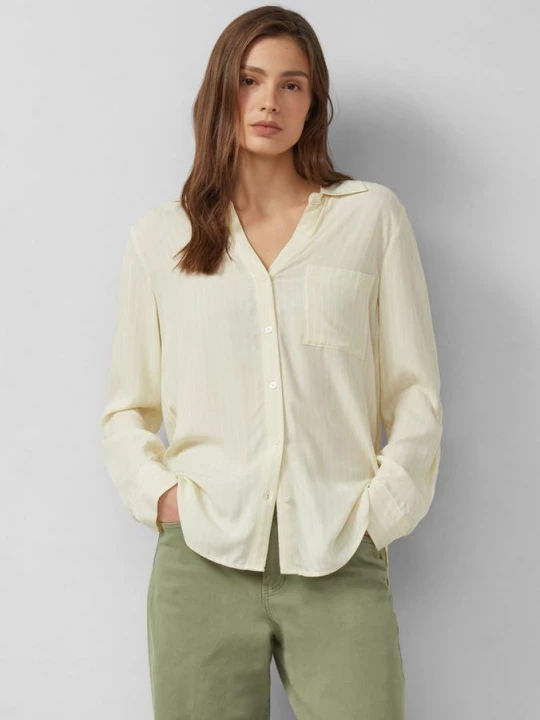 Foto van product Soepel vallende gestreepte blouse van viscose met omslag s.Oliver geel