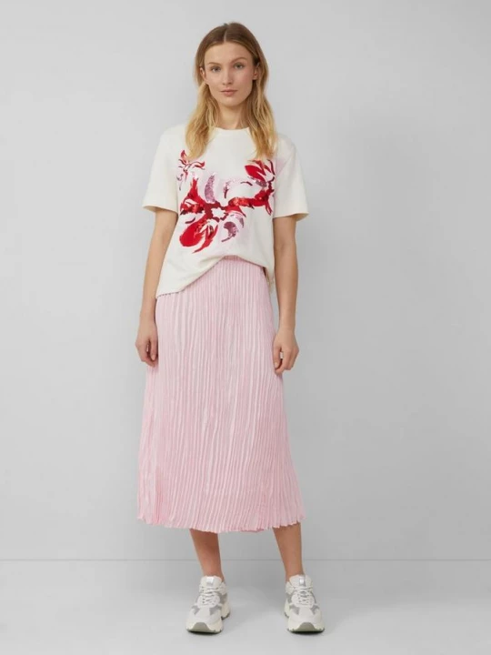 Foto van product Soepel vallende midirok met plooien en elastische band s.Oliver roze