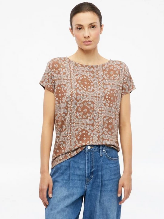 Foto van product Soepelvallend T-shirt met afgezakte schouders s.Oliver bruin