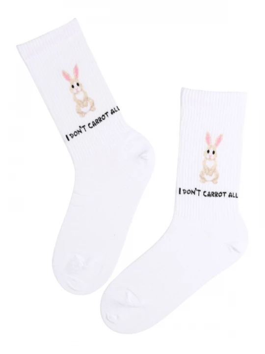 Foto van product Sokisahtel Sokken 'CARROT cotton socks with a message' wit