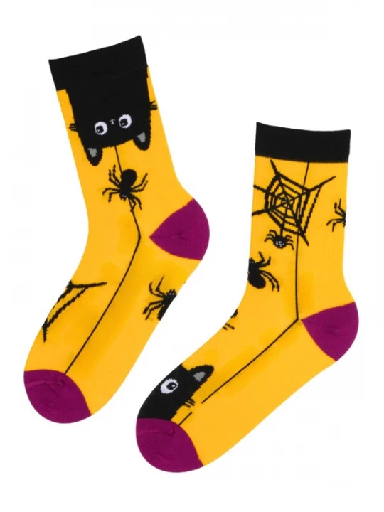 Foto van product Sokisahtel Sokken 'CAT Halloween socks with a cat and a spider' zwart
