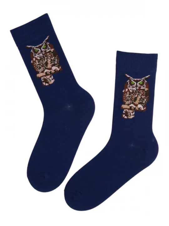 Foto van product Sokisahtel Sokken 'DERRICK cotton socks with owls' donkerblauw