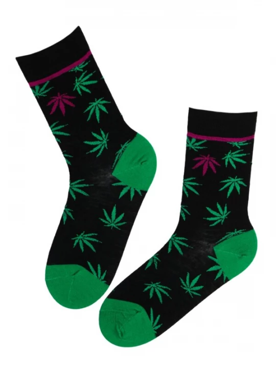 Foto van product Sokisahtel Sokken 'HAMP merino wool socks with cannabis leaves' gemengde kleuren