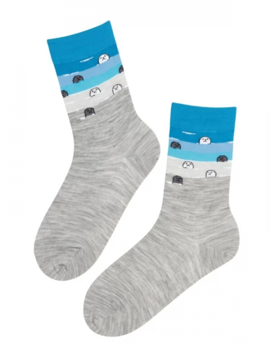 Foto van product Sokisahtel Sokken 'HEYYOU merino wool socks with seals' grijs
