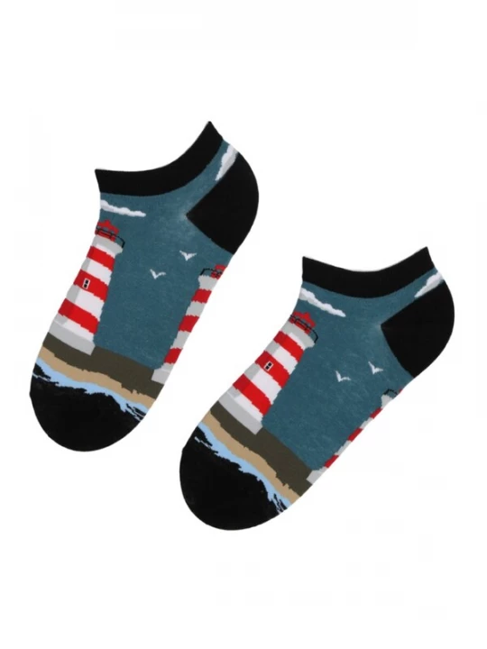 Foto van product Sokisahtel Sokken 'JAMES low-cut sock with a lighthouse' gemengde kleuren