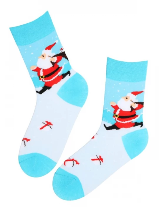 Foto van product Sokisahtel Sokken 'KIT cotton socks with a Santa' lichtblauw