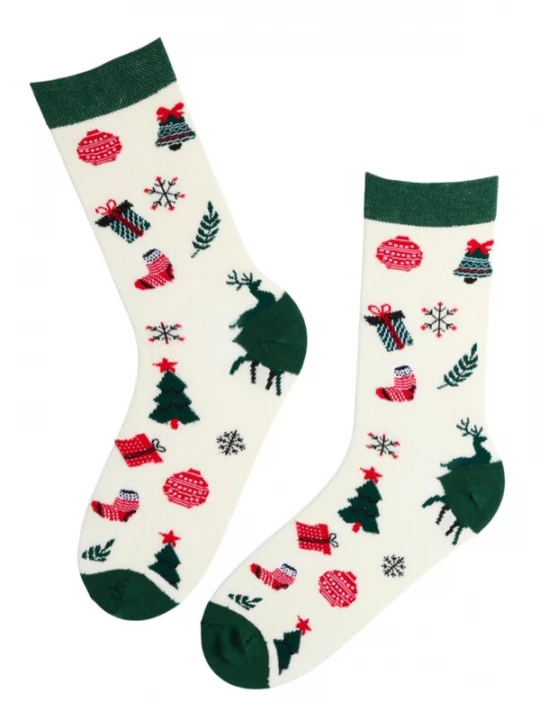 Foto van product Sokisahtel Sokken 'LEONHARD Christmas pattern cotton socks' wit