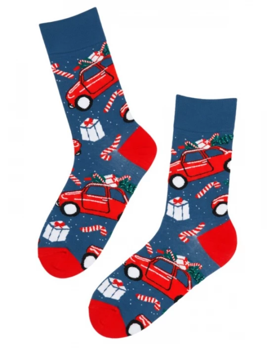 Foto van product Sokisahtel Sokken 'MIIRA Christmas socks with cars' blauw