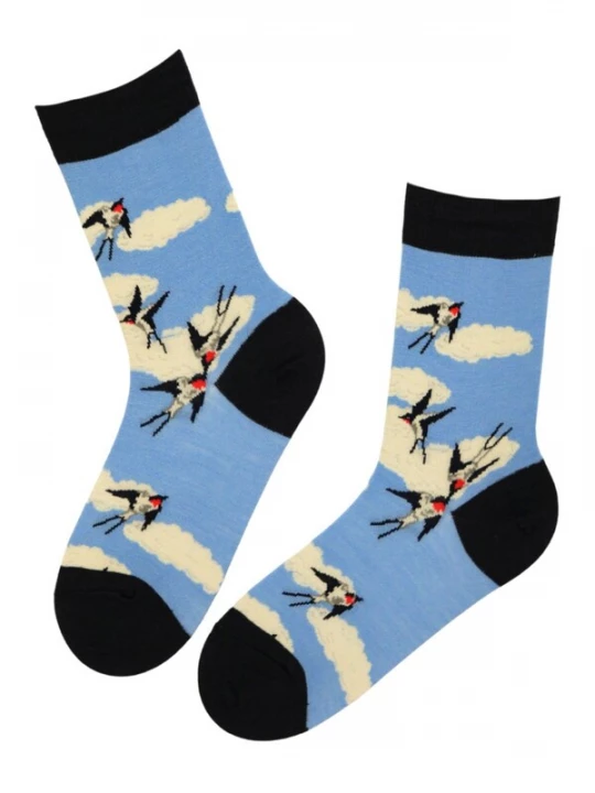 Foto van product Sokisahtel Sokken 'NORDIC SKY merino wool socks with swallows' donkerblauw