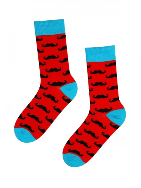 Foto van product Sokisahtel Sokken 'PELLE cotton socks with moustache pattern for men' rood