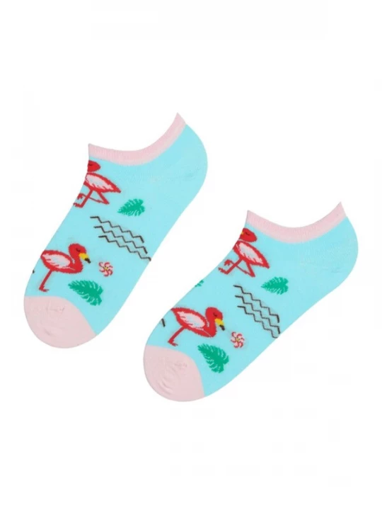 Foto van product Sokisahtel Sokken 'PINK FLAMINGO low-cut socks with flamingos' lichtblauw