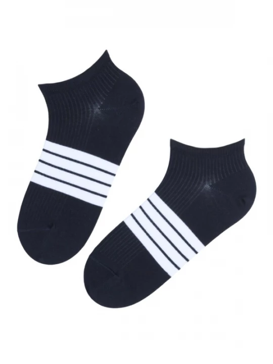 Foto van product Sokisahtel Sokken 'RICCO low-cot striped cotton socks' donkerblauw