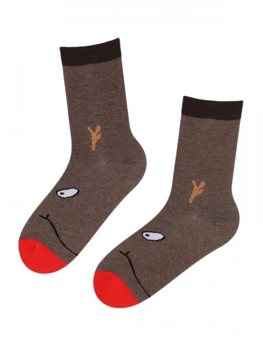 Foto van product Sokisahtel Sokken 'RUDOLF cotton socks with a reindeer' donkerbruin