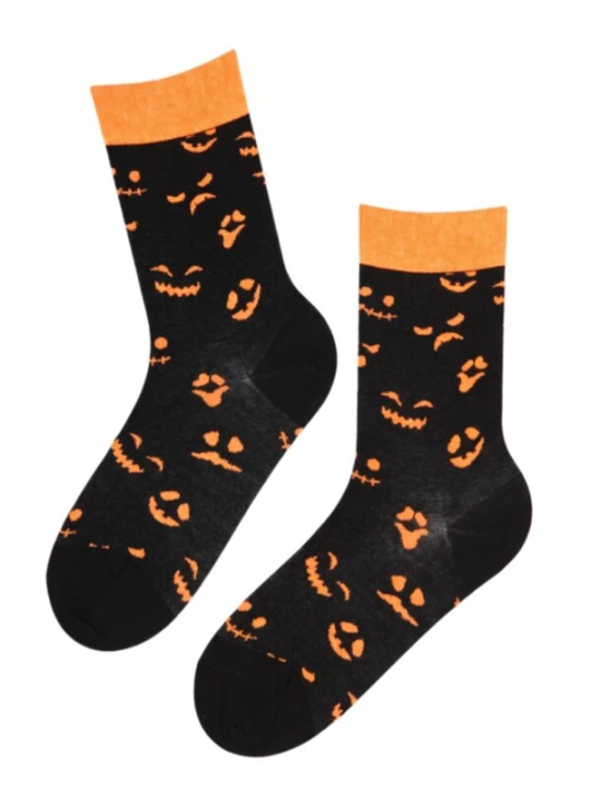 Foto van product Sokisahtel Sokken 'SCARYFACE Halloween socks with pumpkins' zwart