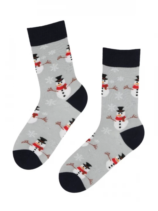 Foto van product Sokisahtel Sokken 'SNOW FUN gray cotton socks with snowmen' grijs