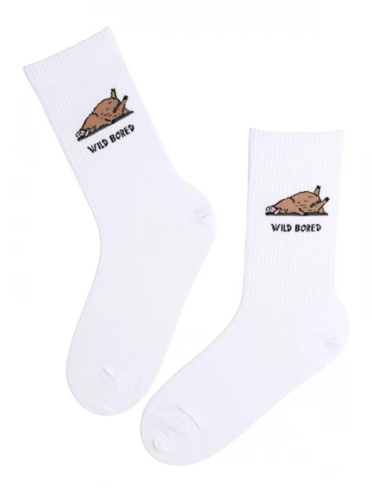 Foto van product Sokisahtel Sokken 'WILD BORED cotton socks with a boar' wit