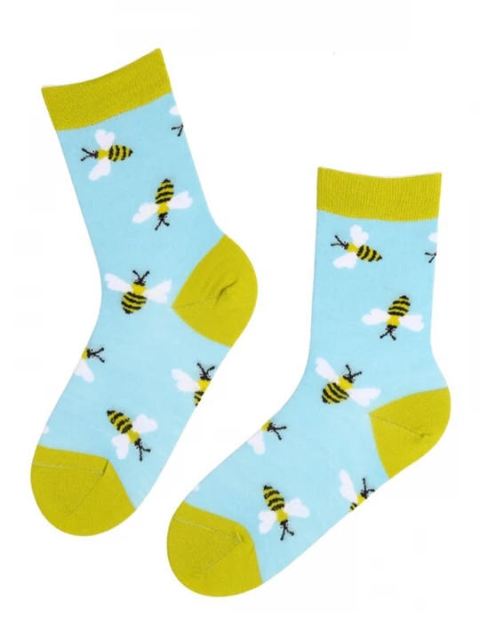 Foto van product Sokisahtel Sokken 'ZUMZUM merino wool socks with bees' lichtblauw