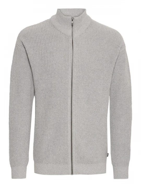 Foto van product !Solid Gebreid vest grijs gemêleerd