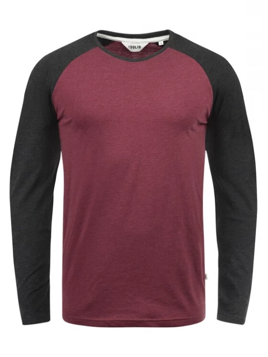 Foto van product !Solid Shirt 'Bastien' antraciet / wijnrood / wit