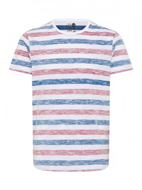 Foto van product !Solid Shirt 'Tet' blauw gemêleerd / rood gemêleerd / wit