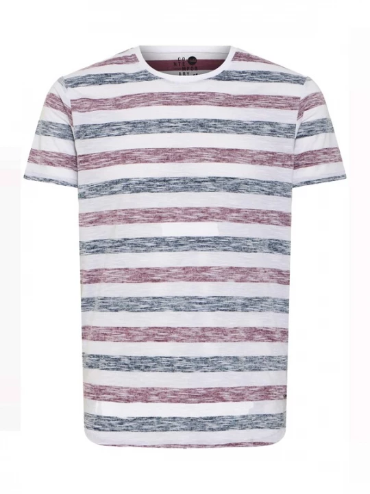 Foto van product !Solid Shirt 'Tet' blauw gemêleerd / rood gemêleerd / wit