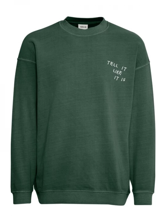 Foto van product !Solid Sweatshirt 'Ingvor' groen / donkergroen / wit