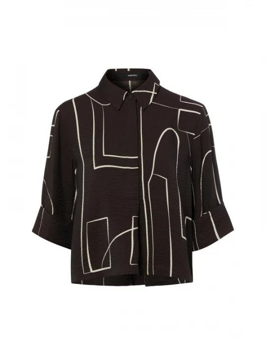 Foto van product Someday Blouse 'Zesane' chocoladebruin / wit
