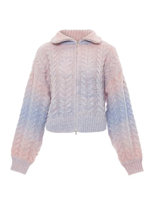 Foto van product Sookie Gebreid vest smoky blue / rosa