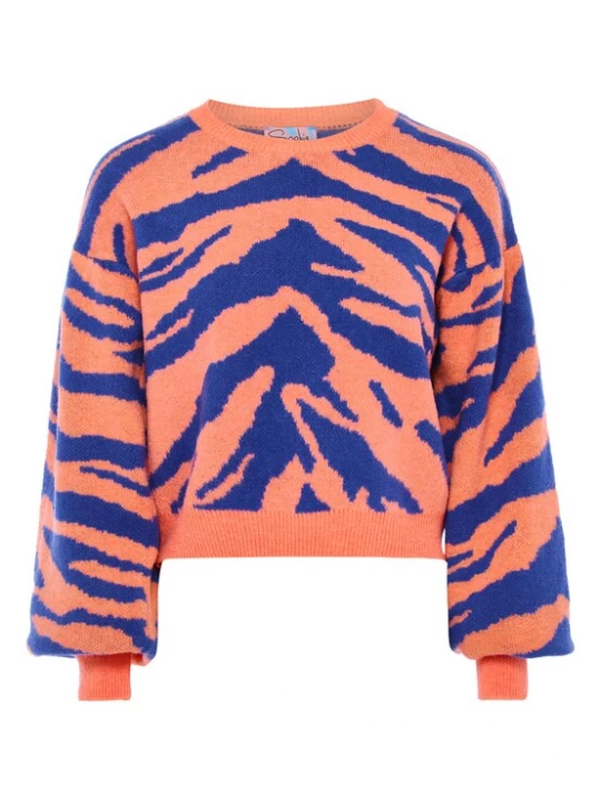 Foto van product Sookie Trui kobaltblauw / oranje