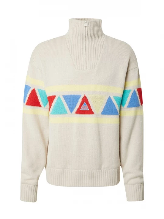 Foto van product SOS Trui 'The Windbreaker' aqua / lichtgeel / greige / rood