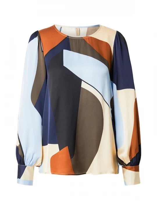 Foto van product Soyaconcept Blouse 'BELL 1' navy / lichtblauw / taupe / donkeroranje