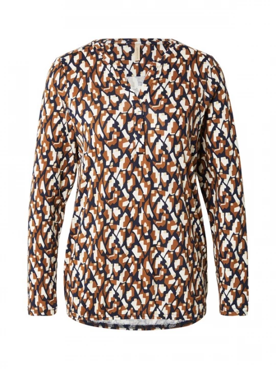 Foto van product Soyaconcept Blouse 'FELICITY' lichtbeige / navy / cognac / wit