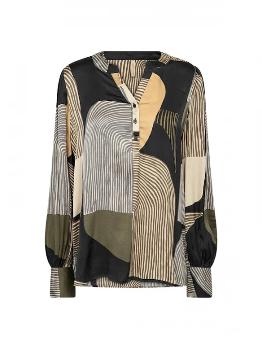 Foto van product Soyaconcept Shirt 'Nadika 1' beige / donkergrijs / olijfgroen / zwart