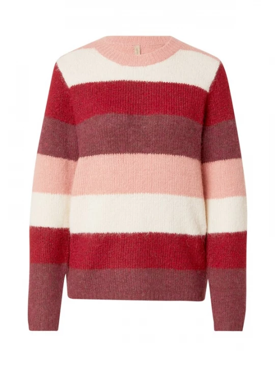 Foto van product Soyaconcept Trui 'Ilene' wijnrood / pastelrood / donkerrood / wit