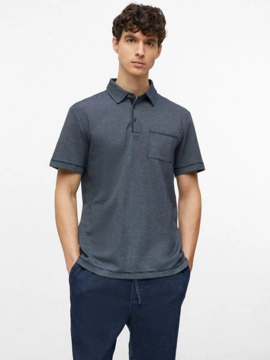Foto van product Sportief poloshirt met tweekleurige structuur en borstzakje s.Oliver blauw