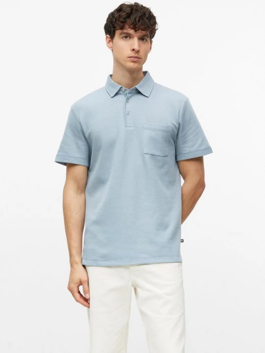 Foto van product Sportief poloshirt met tweekleurige structuur en borstzakje s.Oliver blauw