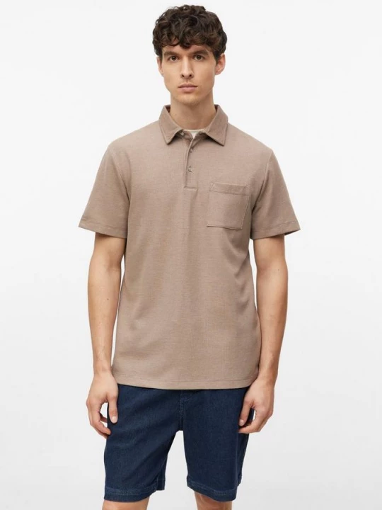 Foto van product Sportief poloshirt met tweekleurige structuur en borstzakje s.Oliver bruin