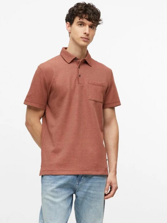 Foto van product Sportief poloshirt met tweekleurige structuur en borstzakje s.Oliver bruin