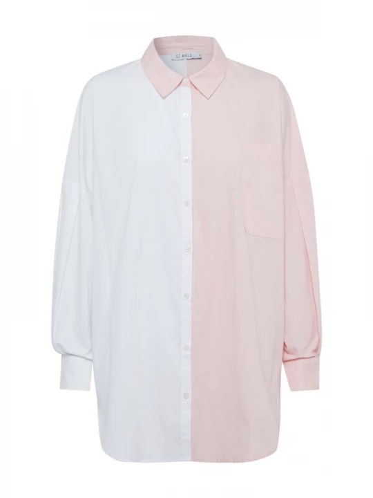 Foto van product St MRLO Blouse 'Requisite' lichtroze / wit