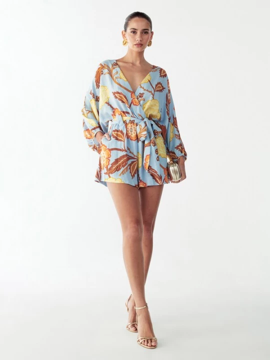 Foto van product St MRLO Jumpsuit 'Maya' lichtblauw / bruin / geel