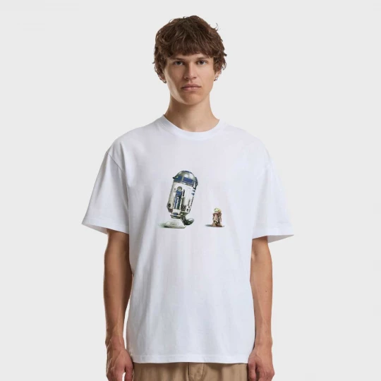 Foto van product Star Wars Mandalorian R2D2 Grogu Loose Tee Mister Tee wit