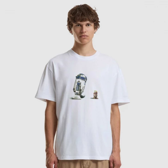 Foto van product Star Wars Mandalorian R2D2 Grogu Loose Tee Mister Tee wit