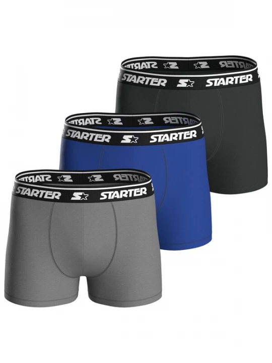 Foto van product Starter Boxershorts ' Basic ' blauw / grijs / antraciet