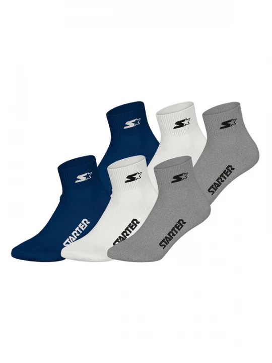 Foto van product Starter Sokken 'Quarter' navy / grijs gemêleerd / wit