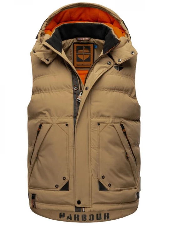 Foto van product STONE HARBOUR Bodywarmer 'Egoor' lichtbruin / donkeroranje / zwart