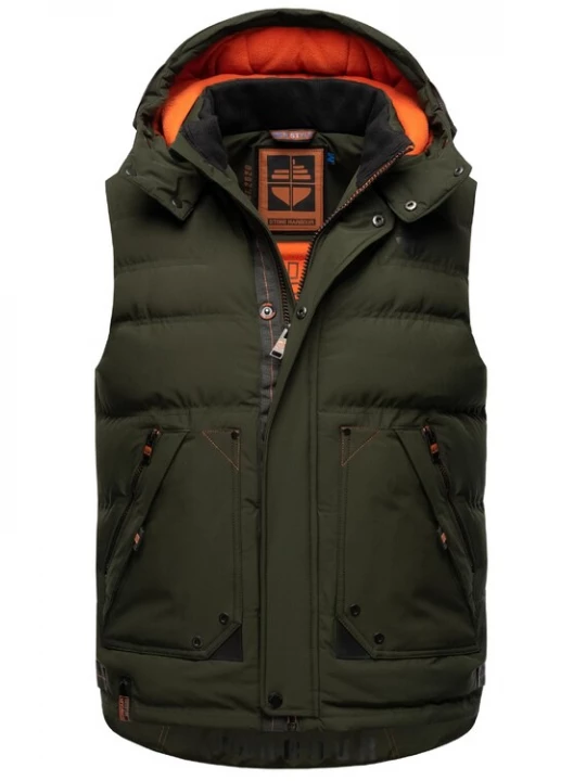 Foto van product STONE HARBOUR Bodywarmer 'Egoor' olijfgroen / oranje