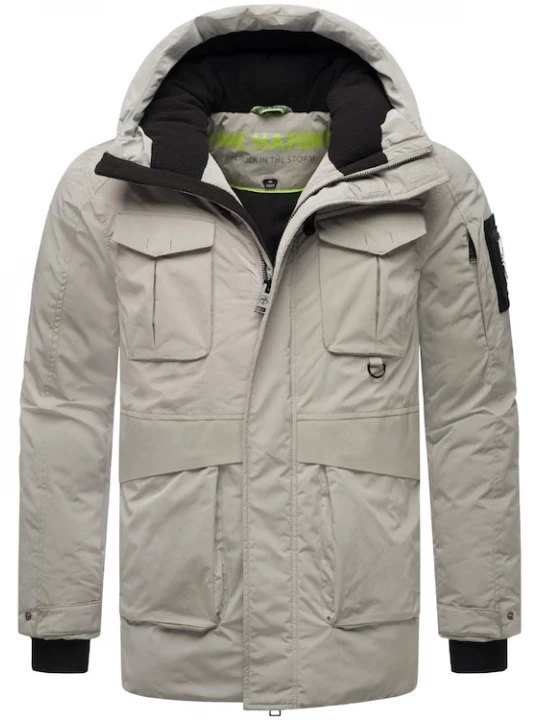 Foto van product STONE HARBOUR Winterjas 'Edriik XX' zilvergrijs / zwart