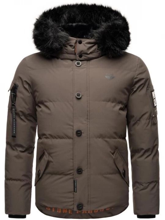 Foto van product STONE HARBOUR Winterjas 'Halvaar' aardetinten / zwart